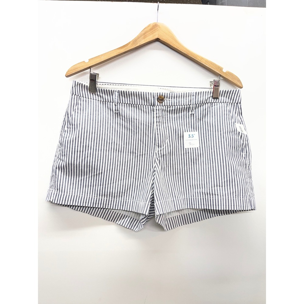 Old Navy Womens Blue White Striped Chino Shorts Sz 10 3.5 Inch Inseam Summer NWT
